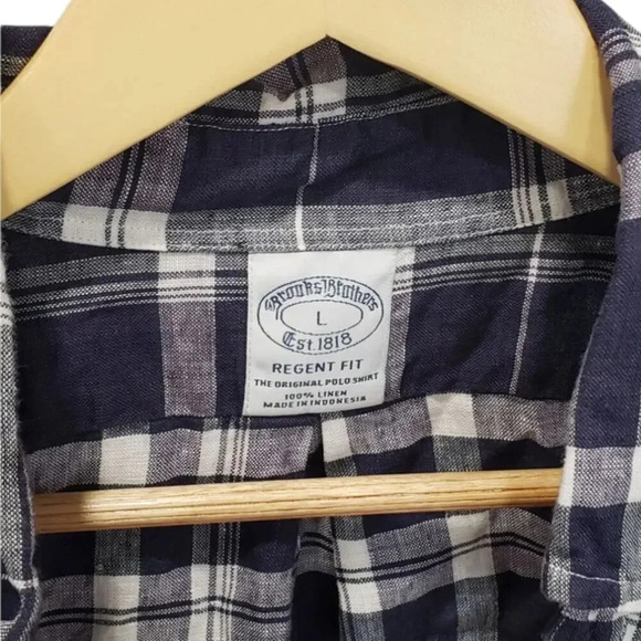 Brooks Brothers Plaid Regent Linen Sport Shirt L - Picture 3 of 3